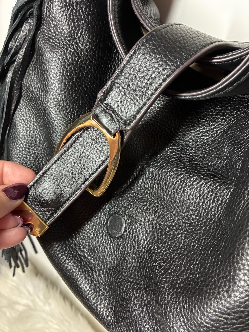 G.I.L.I. Black Leather Fringe Shoulder Bag - Picture 4 of 10